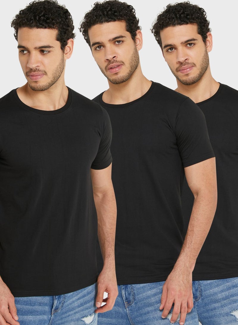 Seventy Five Basics 3 Pack Essential Crew Neck T-Shirts - Image 4